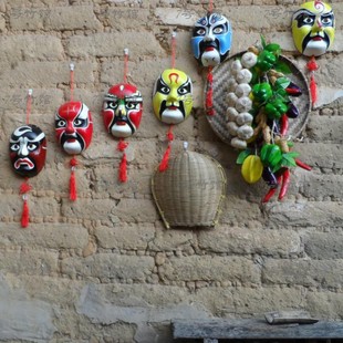 农庄餐厅酒楼挂饰包房包间墙饰装饰品挂件结戏曲川剧京剧脸谱面具