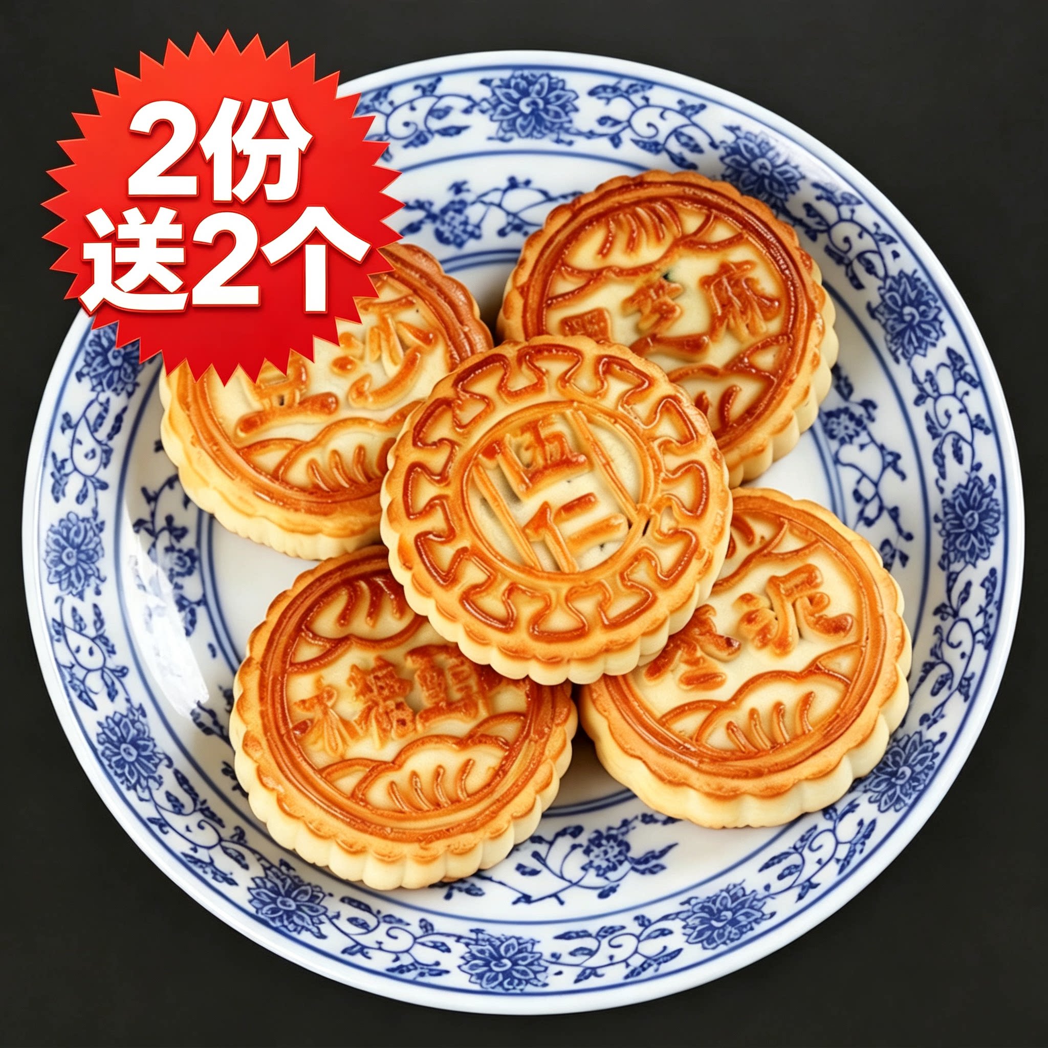 多口味东北老式手工月饼2份送2个
