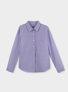 Miss couleur文艺复古简约衬衣设计感气质百搭宽松紫色衬衫MC015