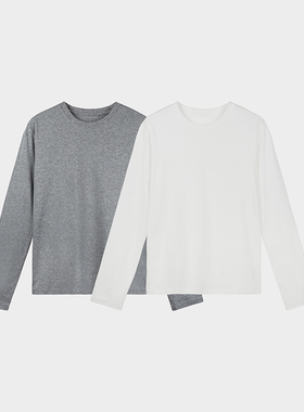 Miss couleu匹马棉简约两色圆领长袖T恤休闲宽松打底上衣MC023