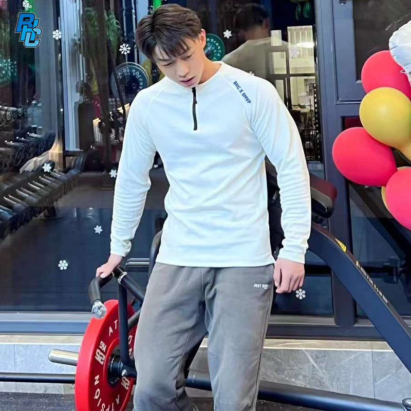 bkcxzice破冰联名德绒保暖健身长袖男速干运动卫衣足球骑行训练服