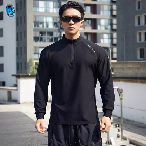 破冰正品德绒保暖半拉链健身长袖