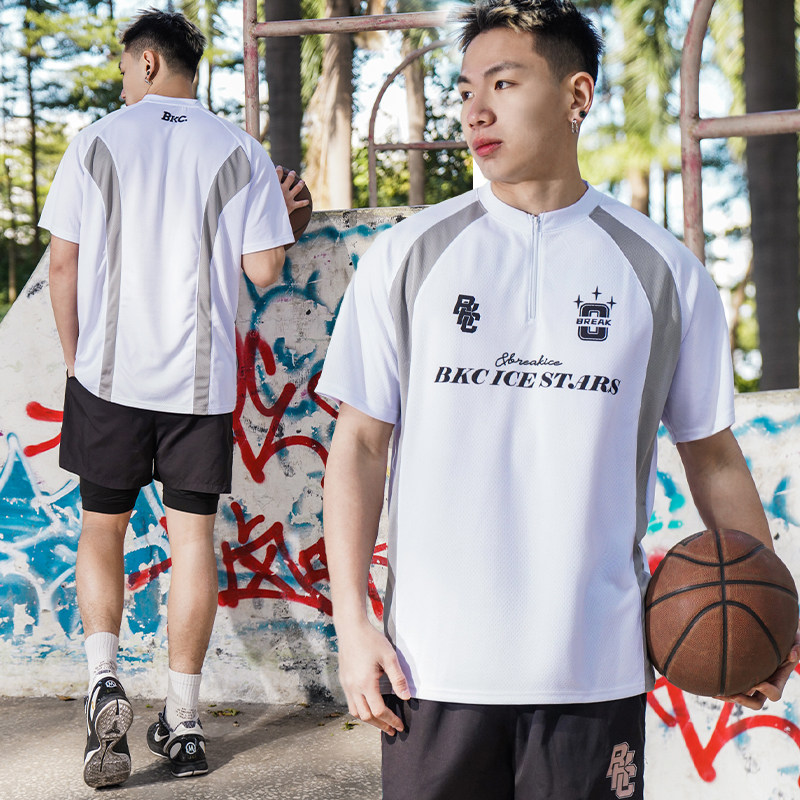 bkcxzice篮球训练服短袖男美式足球服运动t恤宽松透气跑步健身衣