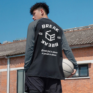 bkcxzice投篮服夏季篮球训练服长袖速干美式运动t恤健身圆领卫衣