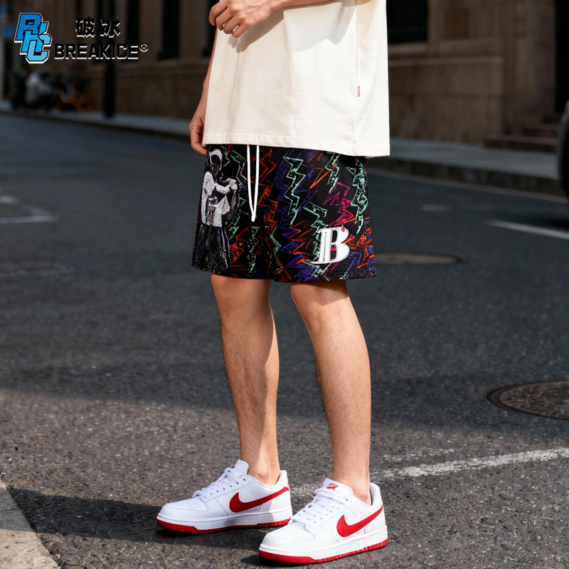 bkcxzice破冰正品闪电潮牌美式运动短裤男宽松不过膝篮球裤四分裤
