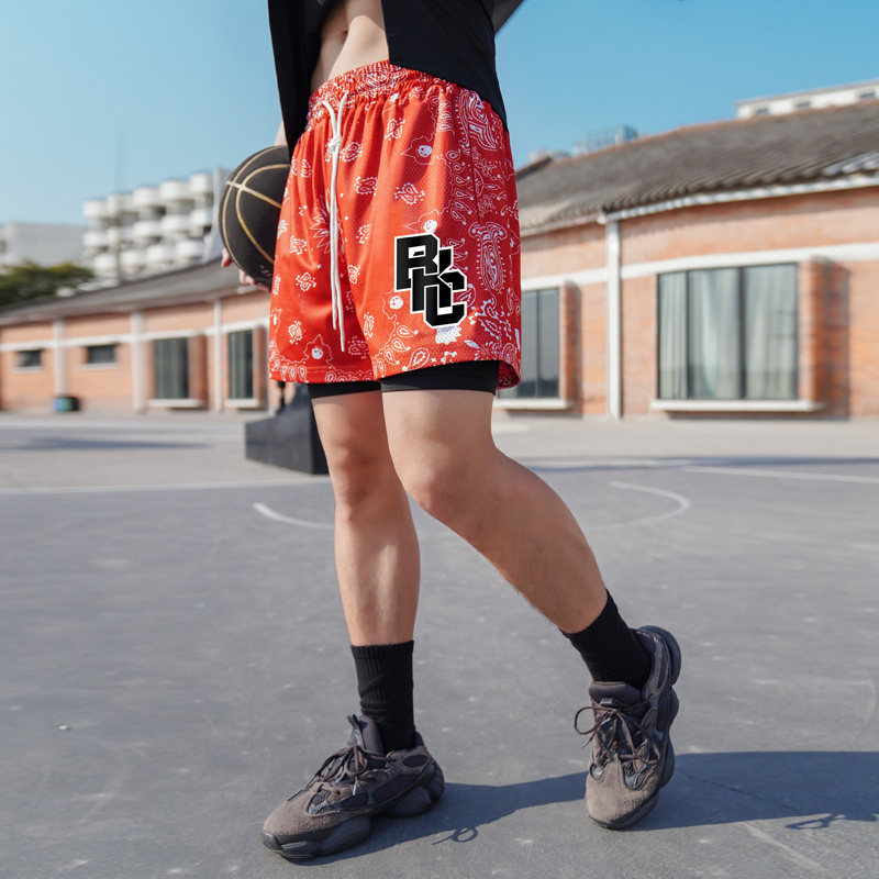 bkcxzice破冰美式篮球短裤假两件四分裤速干训练裤子秋冬季运动裤