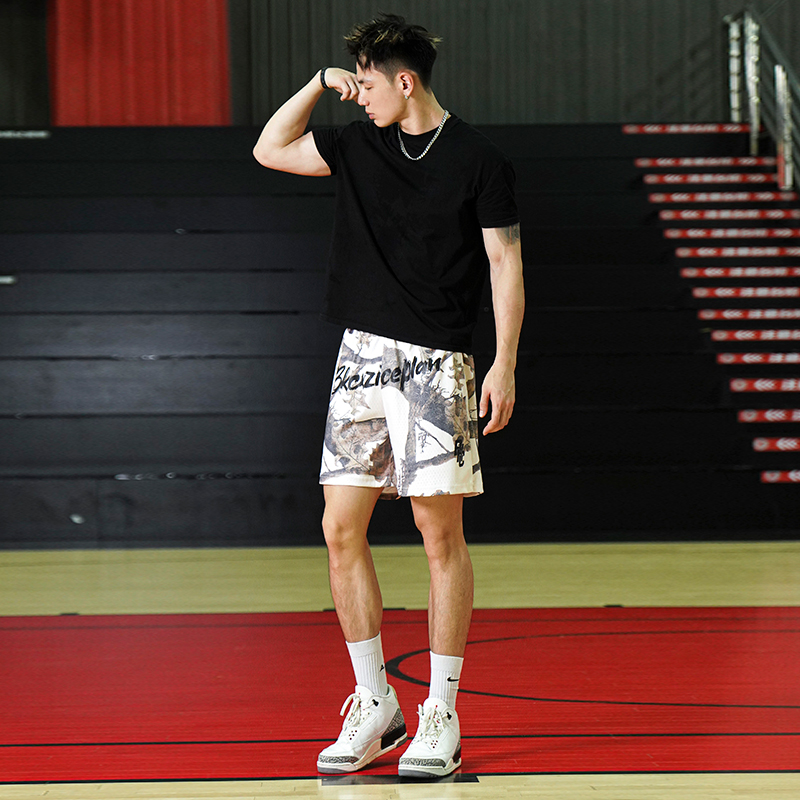 bkcxzice破冰正品美式复古运动短裤男夏季宽松休闲四分裤篮球短裤