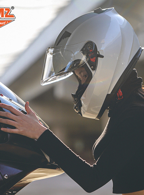 AMZ头盔女可爱摩托车冬季城市复古机车全盔3C认证男士四季帽