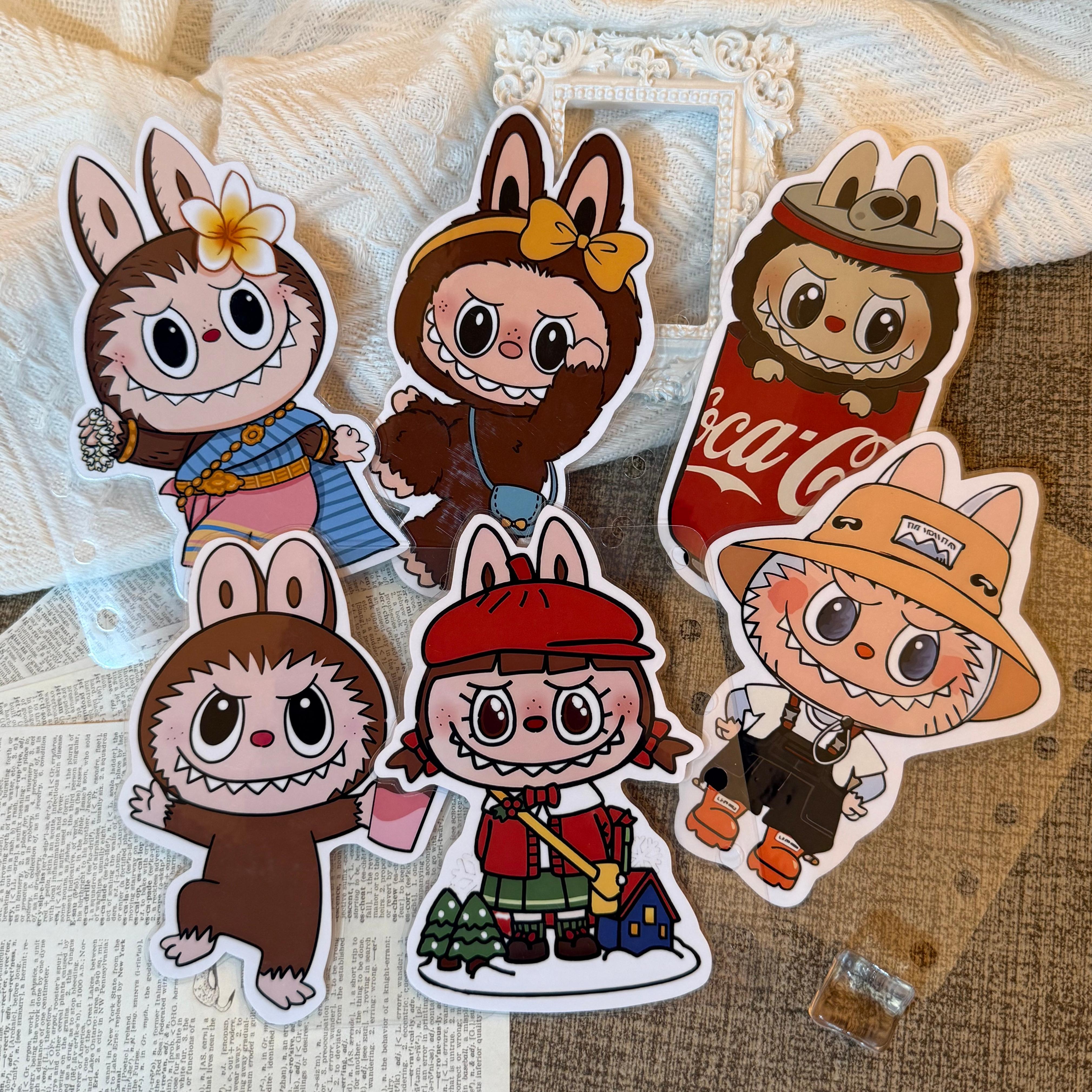 拉布布系列A5slimA6A7奇葩labubu手工塑封M5异型手账分隔页索引