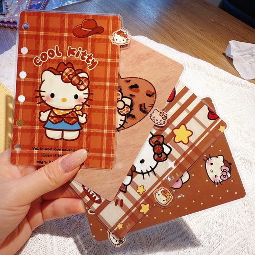 秋冬英伦风豹纹KittyA5slimA6A7卡通奇葩手工塑封M5分隔页索引