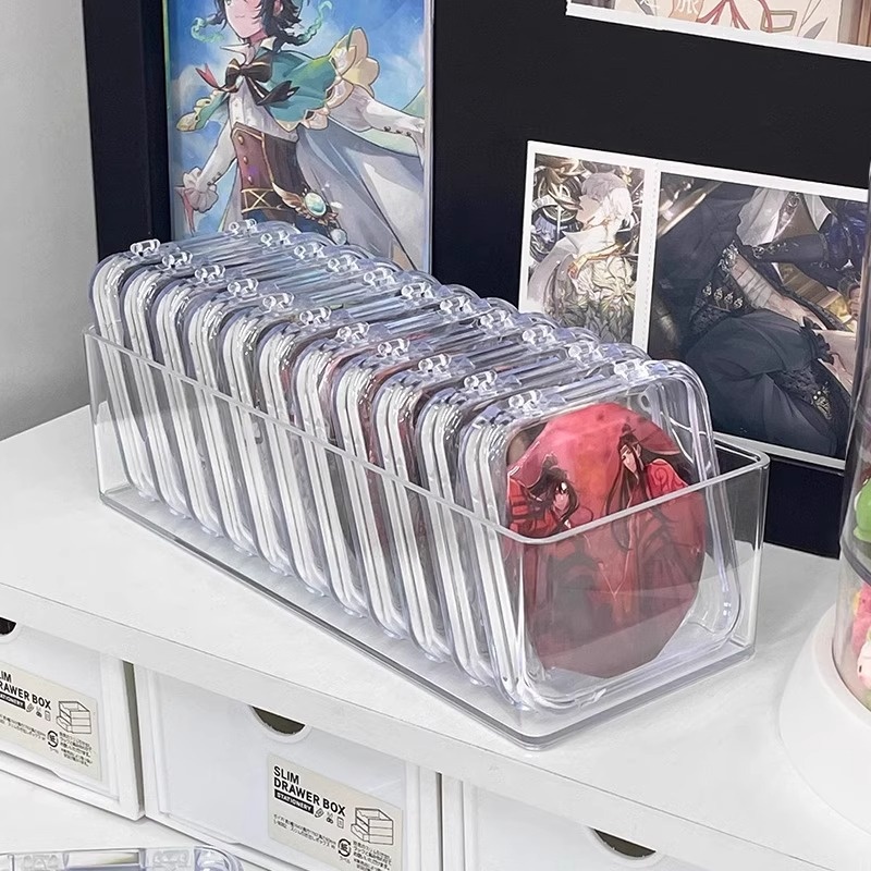 吧唧收纳盒透明亚克力手帐周边徽章展示架盒子防尘谷子置物架塑料
