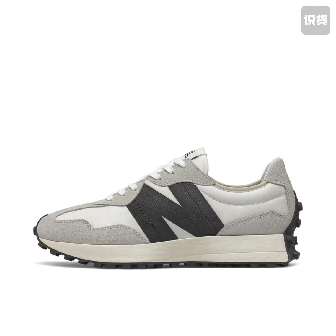 NEW BALANCE  327潮流舒适织物合成革二层牛皮慢跑跑鞋黑色白色