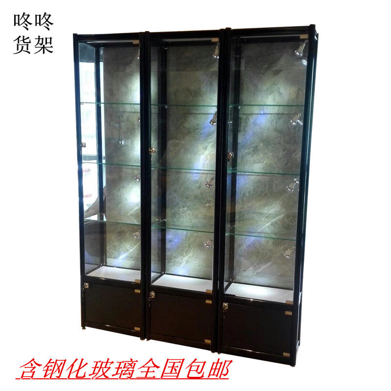 西安手办玻璃展示柜组装展柜古玩展架展台精品货架西安展柜租赁