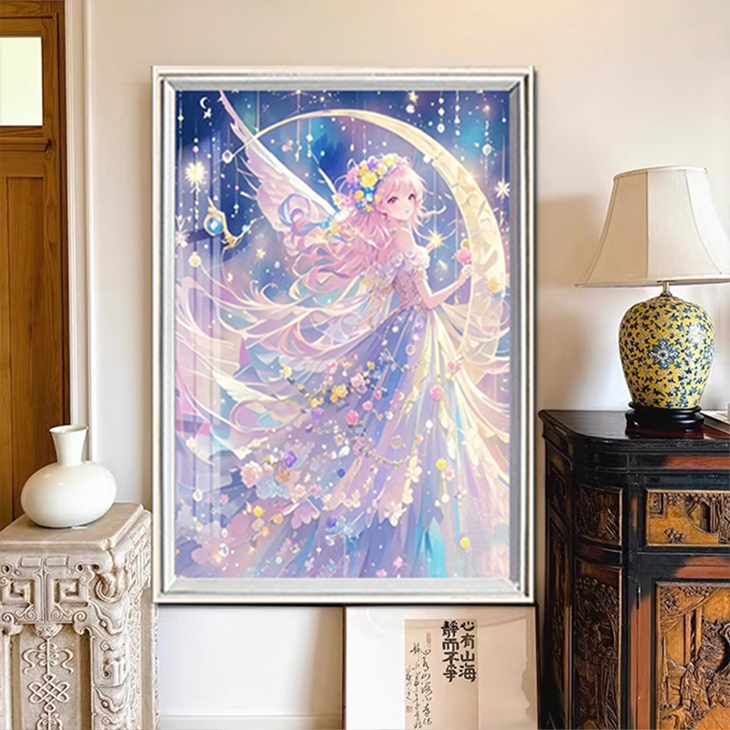 卡通女孩钻石画2026新款手工diy砖石贴画月光少女粘钻十字绣满钻,居家布艺,钻石绣,淘宝优惠券,粉丝福利购,淘宝优惠卷