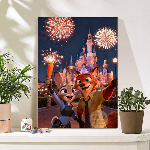 钻石画卡通疯狂动物城新款满钻浪漫烟花客厅卧室十字绣尼克与朱迪