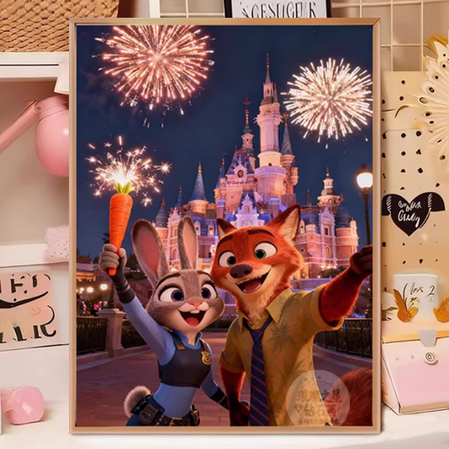 钻石画卡通疯狂动物城新款满钻浪漫烟花客厅卧室十字绣尼克与朱迪