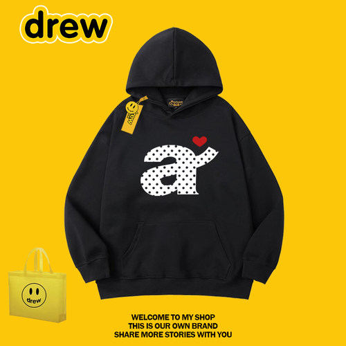 drew美式波点连帽卫衣情侣款