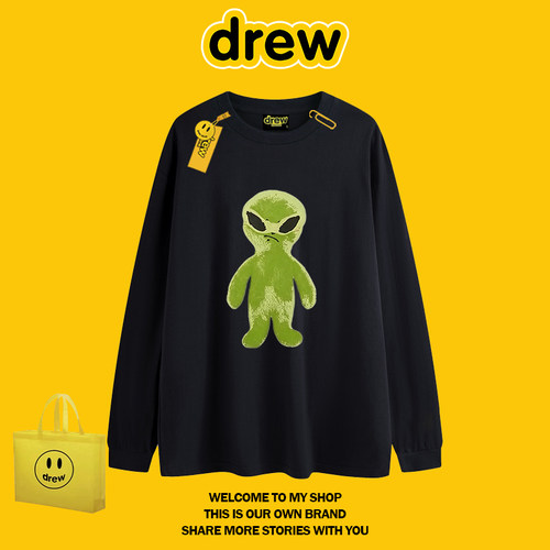 drew风外星人宽松长袖T恤