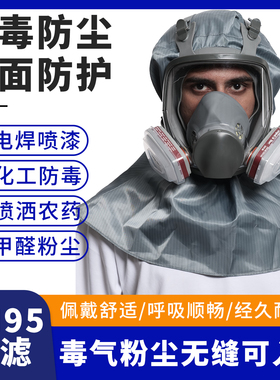 电动送风防毒面具防尘头罩防工业粉尘喷漆打磨一体全脸防毒面罩