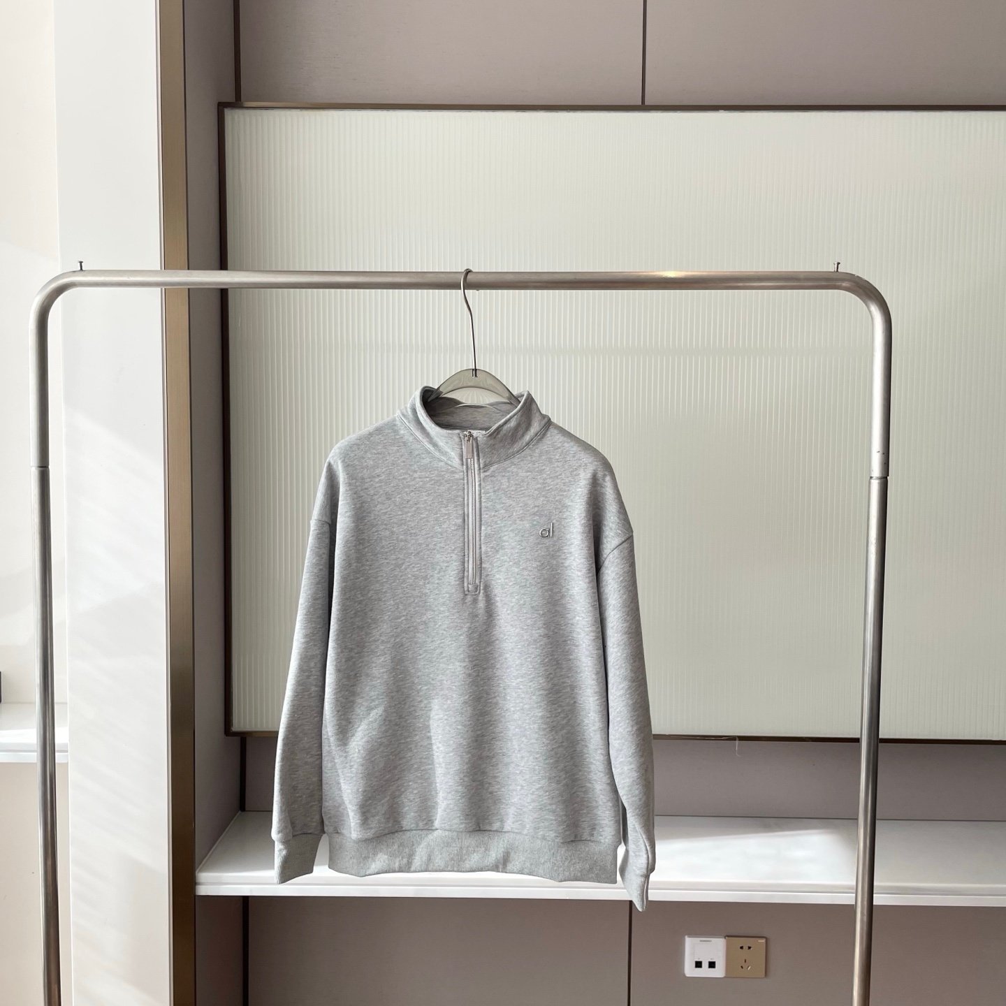 thumbnail for Half zipper stand-up collar old money style solid color fitness running badminton sweatshirt Korean stand-up collar men's and women's models