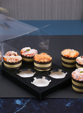透明马芬盒玛芬cupcake被子纸杯蛋糕盒2 4 6 12格/粒蛋糕卷包装