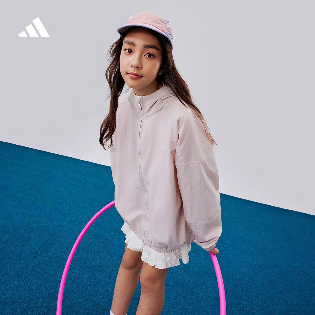 adidas阿迪达斯官方儿童装男女大童春秋流光风连帽夹克外套KC8462