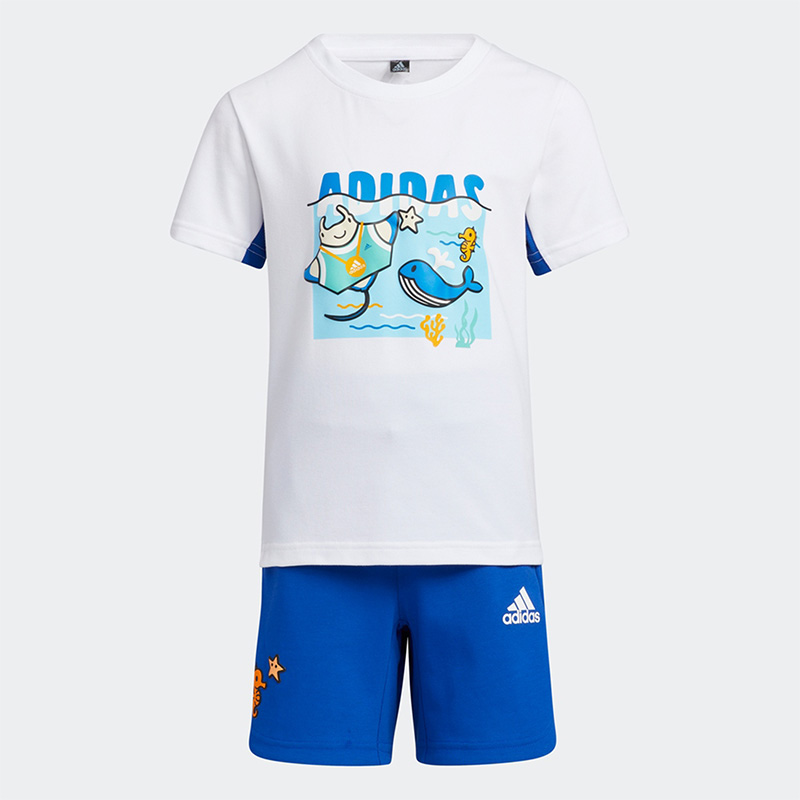 Adidas/阿迪达斯短袖套装小童2023夏季新款圆领运动两件套HT5826