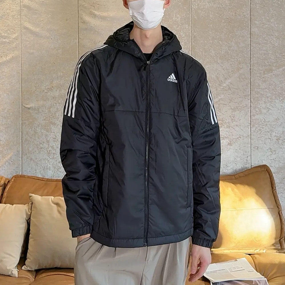 Adidas阿迪达斯正品男女轻薄三条杆棉服情侣经典百搭运动休闲外套