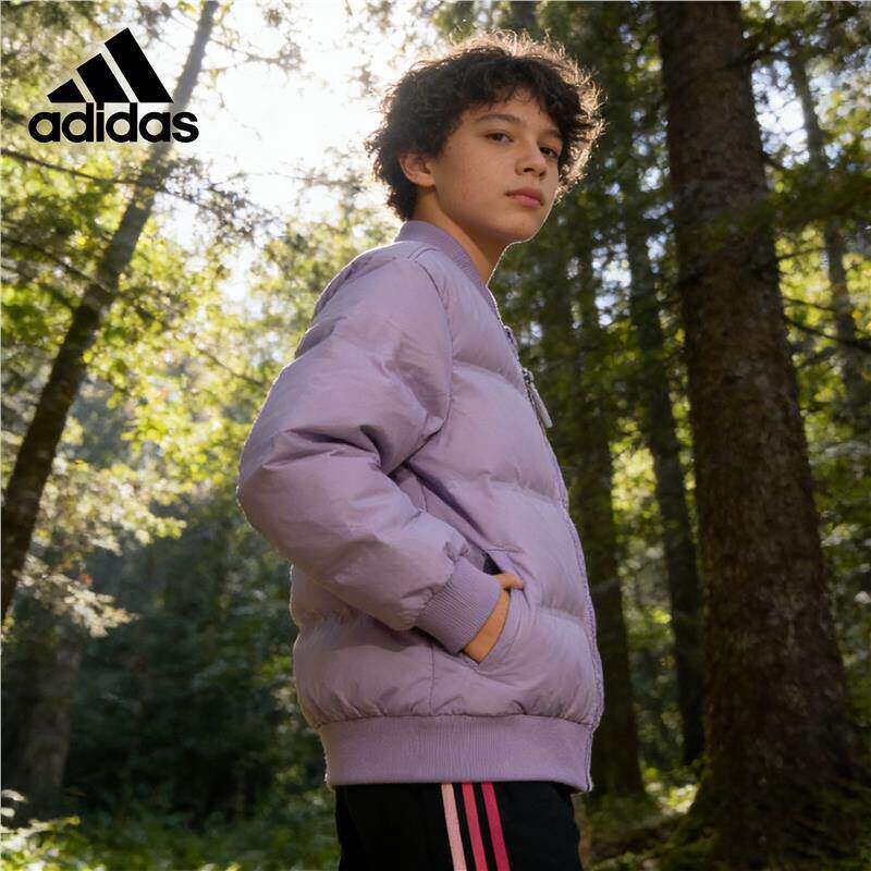 阿迪达斯正品外套儿童2025新款adidas棒球领拒水运动羽绒服IA6105