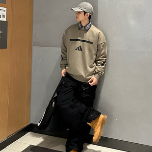 Adidas阿迪达斯长袖卫衣男款2025新款运动休闲百搭圆领上衣JE3076