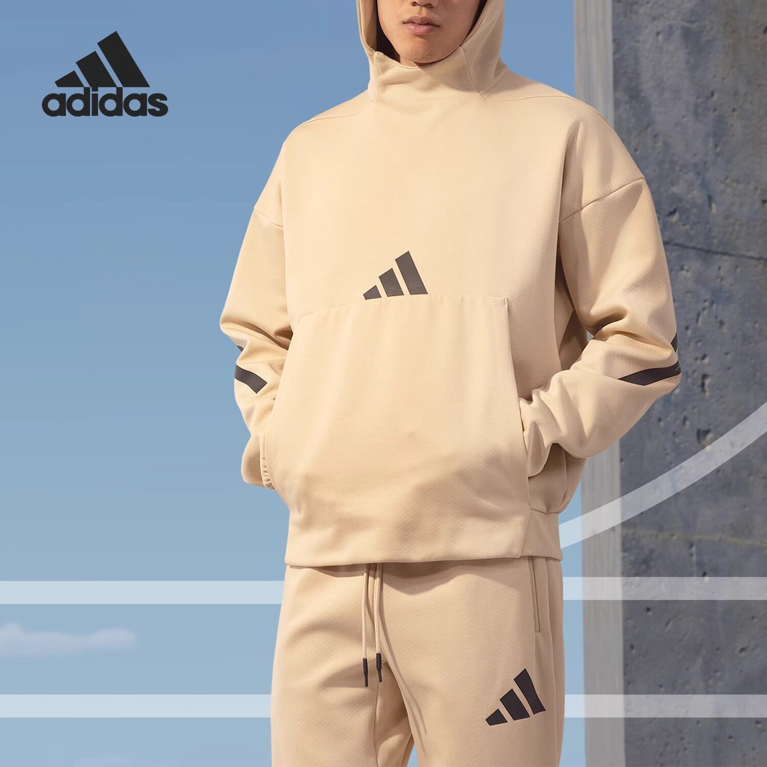 阿迪达斯正品男款保暖卫衣套头衫