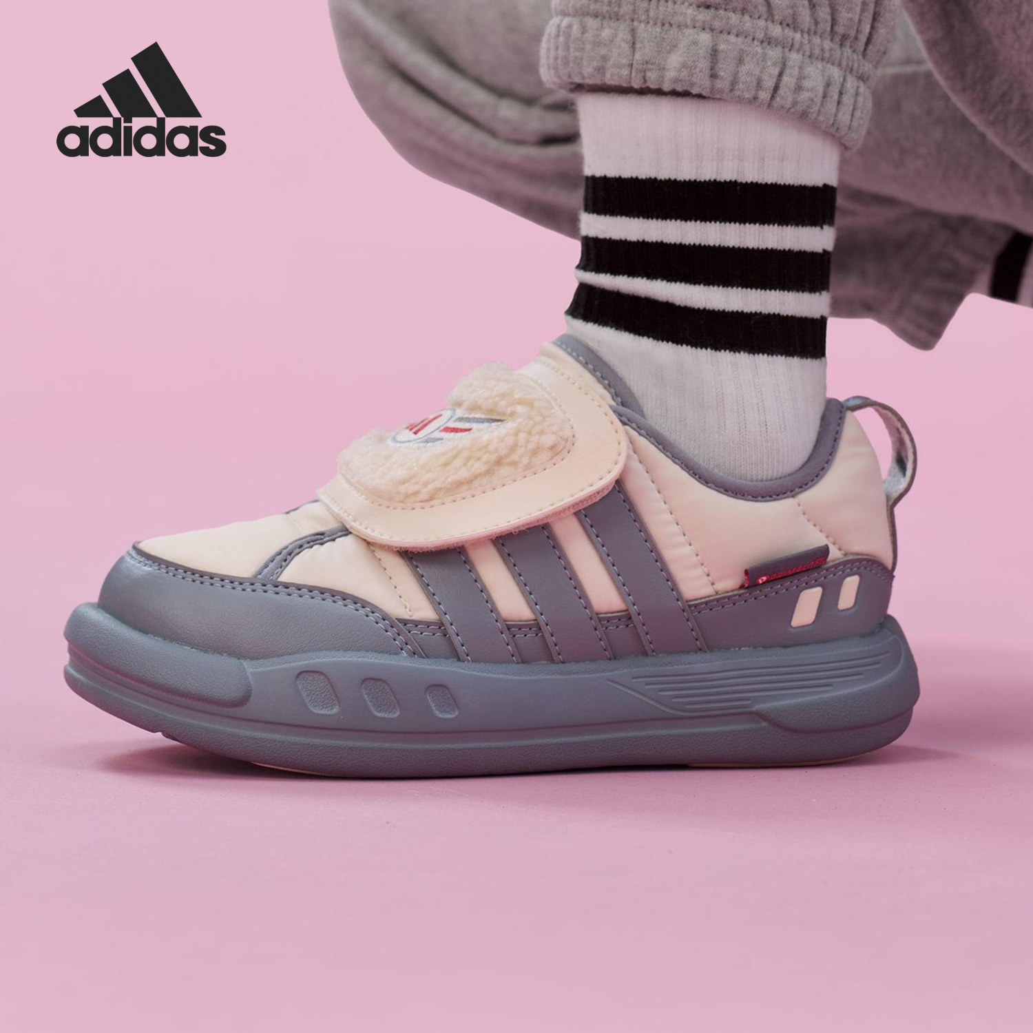 Adidas/阿迪达斯官方正品男女2025新款小童耐磨低帮运动鞋KJ3900