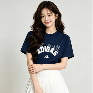 adidas阿迪达斯纯棉短袖男女2026新款轻肤透气休闲运动服T桖