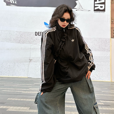 Adidas阿迪达斯三叶草女款春季经典三条纹运动外套时尚夹克KD2894