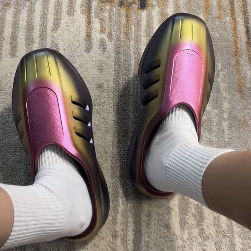 Adidas阿迪达斯正品2026夏季男女厚底拖鞋时尚渐变包头半拖JQ9660