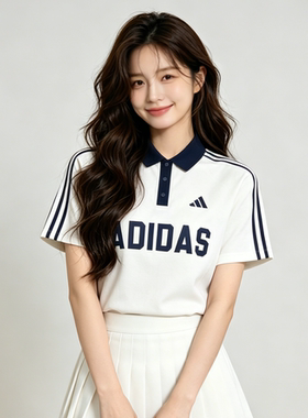 Adidas阿迪达斯POLO衫男女T桖2026新款情侣宽松百搭网球短袖