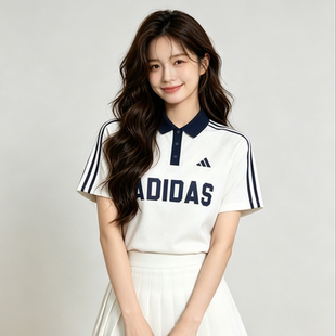Adidas阿迪达斯POLO衫男女T桖2026新款情侣宽松百搭网球短袖