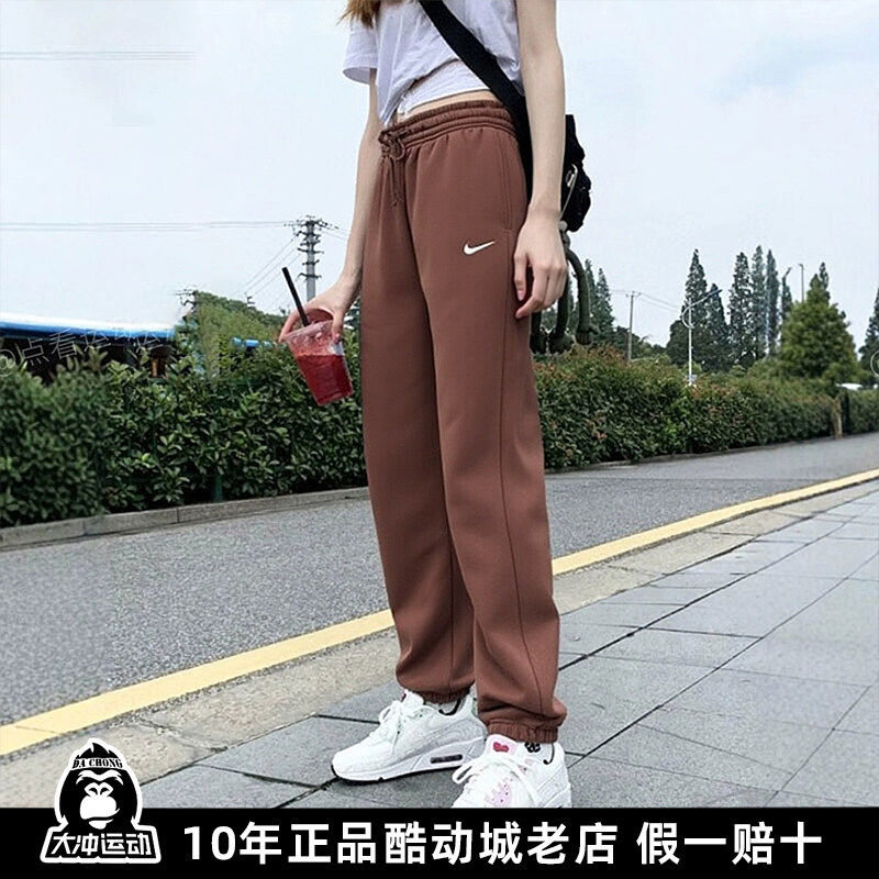 Nike耐克加绒束脚卫裤女裤25秋冬新款休闲厚款健身户外运动训练裤