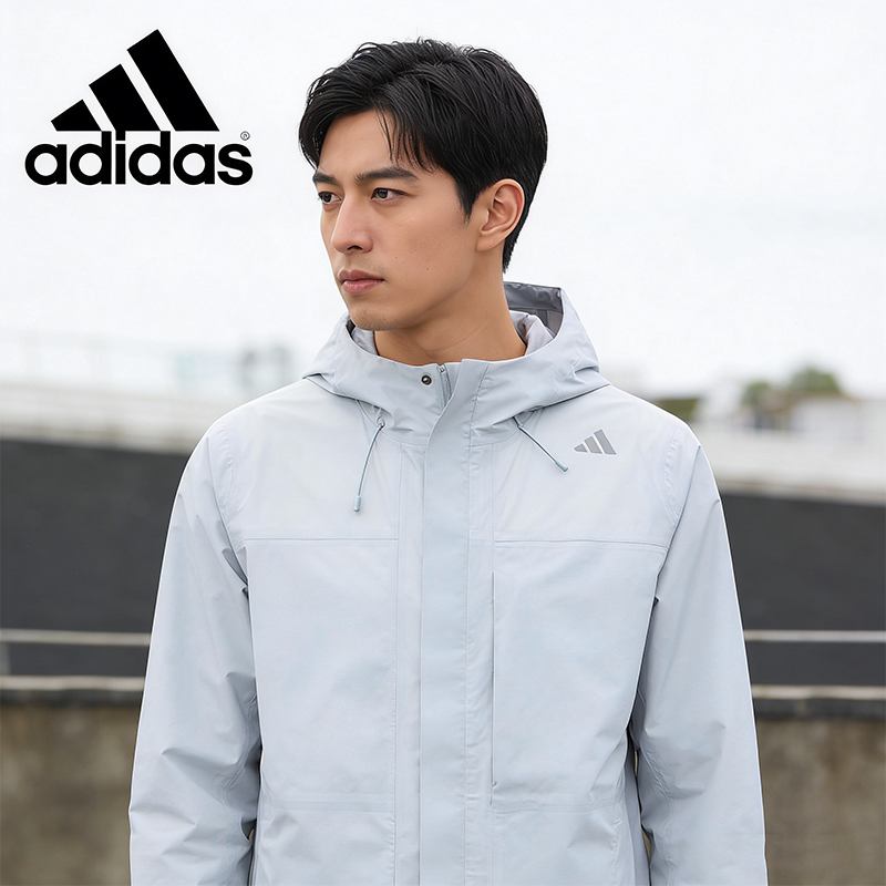 阿迪达斯正品外套男士2025款adidas宽松户外探险运动冲锋衣JM0979