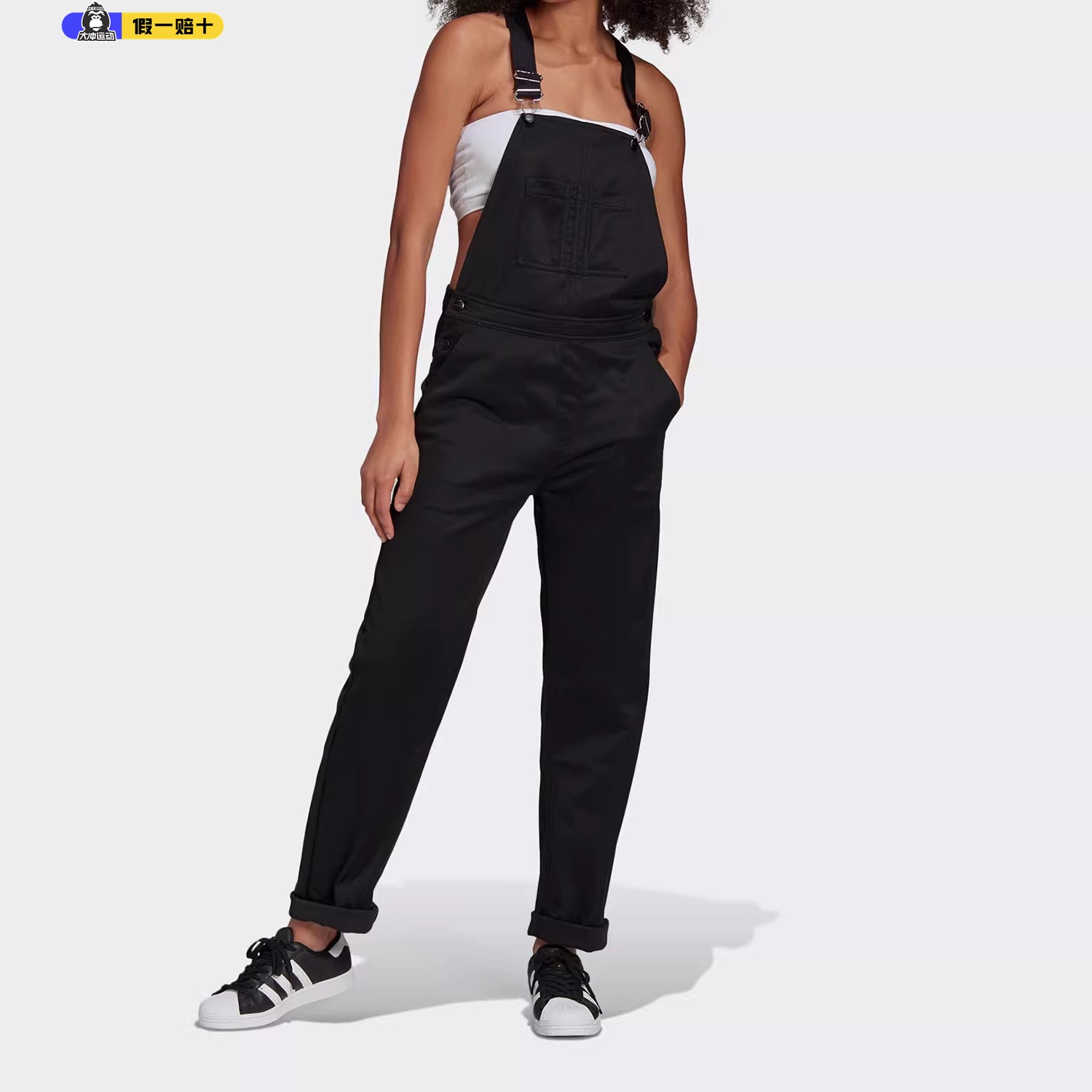 Adidas阿迪达斯长裤女背带裤新款三叶草DUNGAREE休闲运动裤GN4261