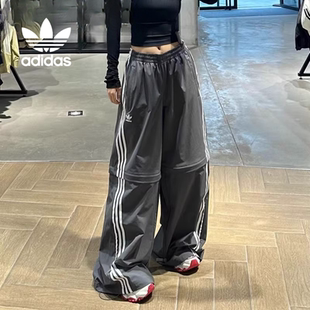 夏可拆卸运动休闲宽松阔腿裤 KA2761 Adidas阿迪达斯三叶草女裤 正品
