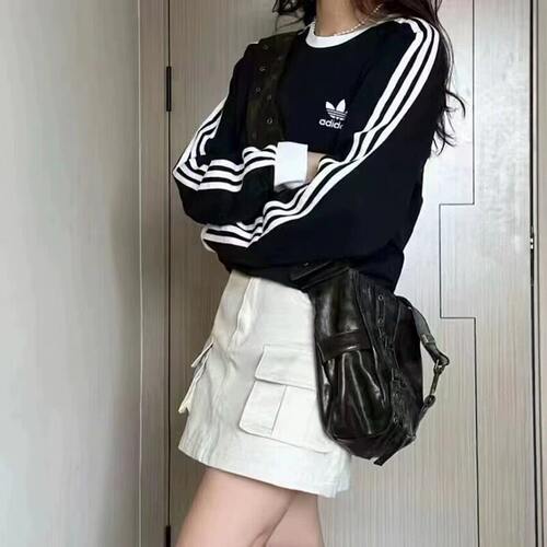 阿迪达斯三叶男女长袖T恤2025秋新款打底衫情侣休闲运动服IA4877