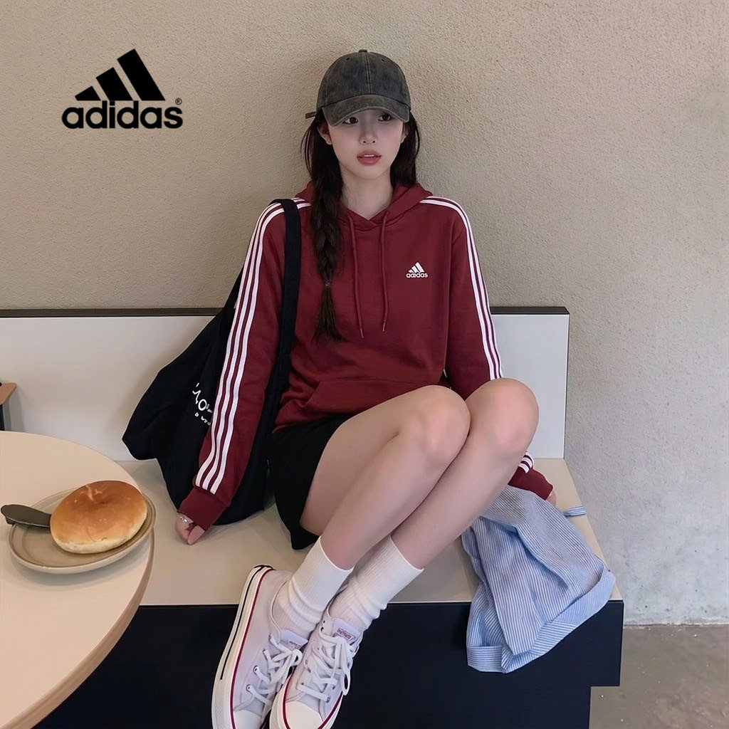 Adidas阿迪达斯正品加绒卫衣男女款2026年流行款显白出片漂亮衣服