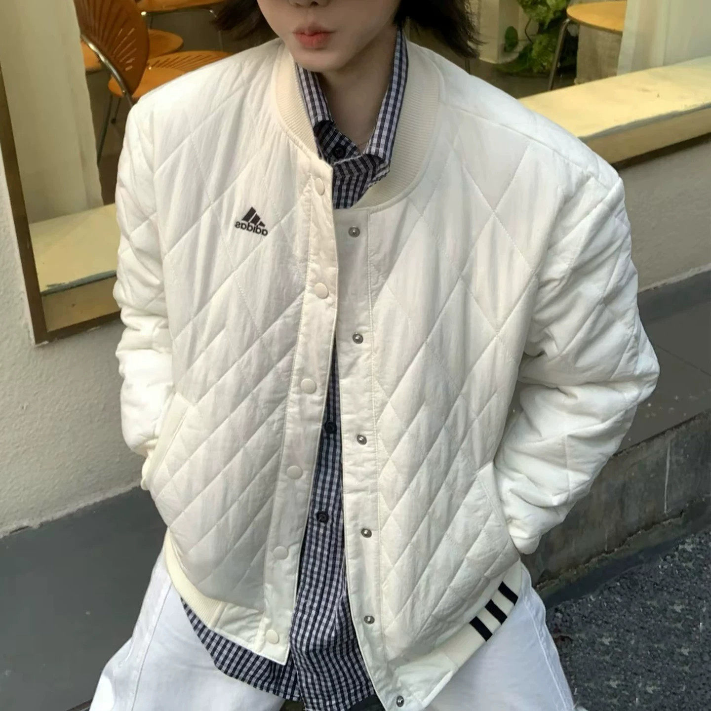 阿迪达斯女棒球棉服秋冬轻薄