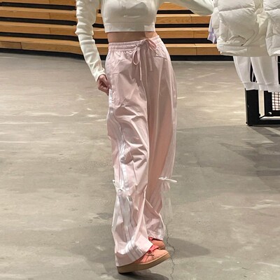 阿迪达斯正品女秋季蝴蝶结阔腿裤