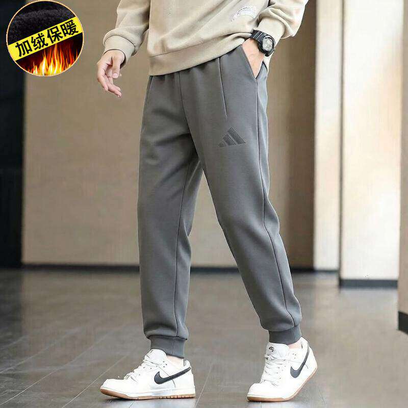 Adidas阿迪达斯加绒保暖运动裤冬男士束脚长裤加厚百搭休闲卫裤子