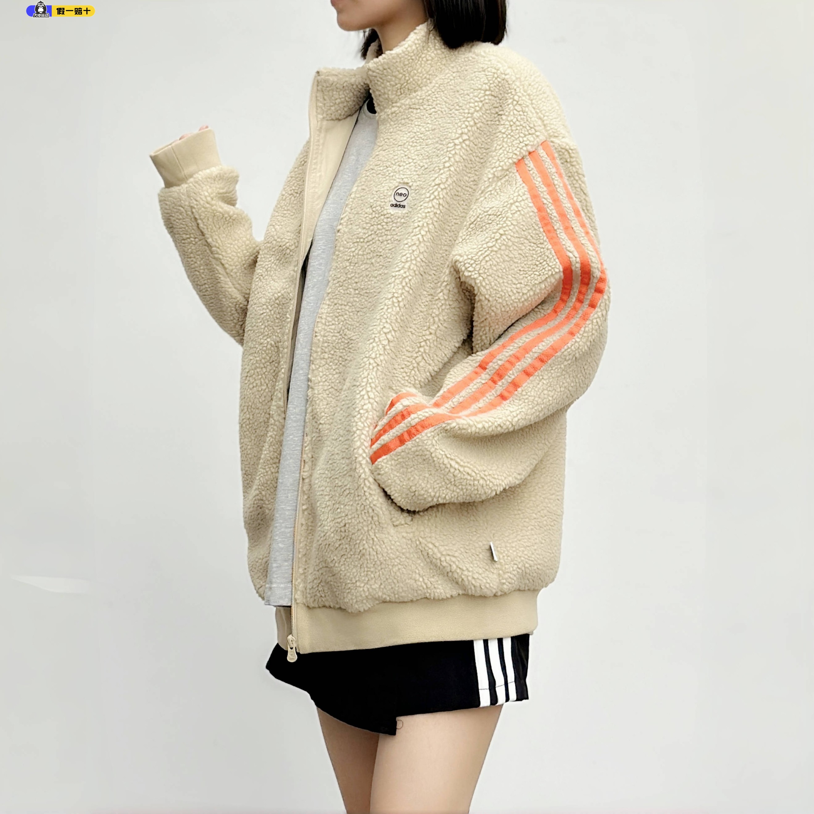 摇粒绒外套阿迪达斯摇粒绒立领男