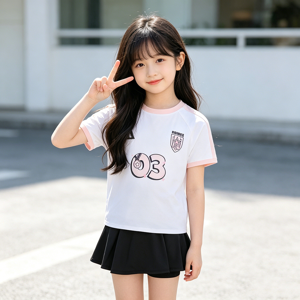 Adidas阿迪达斯童装2026夏季凉感女小童运动休闲透气短袖裙裤套装