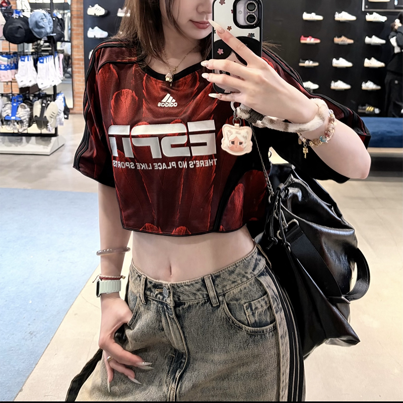 Adidas阿迪达斯正品夏季女子短款T恤美式潮流辣妹宽松短袖KD0502