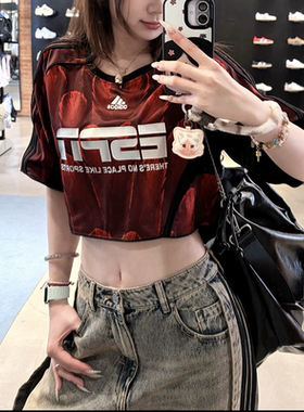 Adidas阿迪达斯正品夏季女子短款T恤美式潮流辣妹宽松短袖KD0502